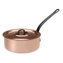 Tinned copper Saute pan with lid  Ø 22 cm H 7,5 cm 2,6 Liter