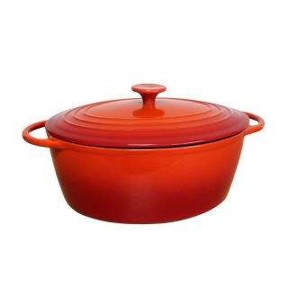 Cast iron stock pot - Dutch oven 29 x 22 x 11 cm - Oval - 5 Liter - Red