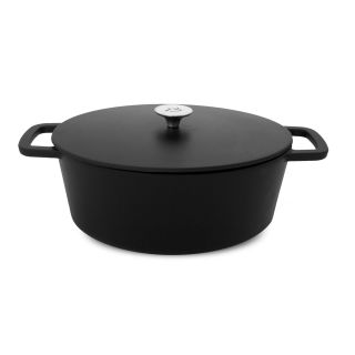 Cast iron stock pot - Dutch oven - Black Ø 29 cm - Oval - Black - 4,7 Liter