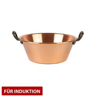 Copper jam pot suited for induction stoves - jam bassin Ø 26,5 cm - 3 Liter - Glatt - Dickwandig