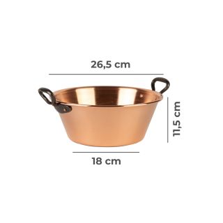 Copper jam pot suited for induction stoves - jam bassin Ø 26,5 cm - 3 Liter - Glatt - Dickwandig