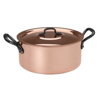 Tinned copper stock pot with lid Ø 16 cm thin walled