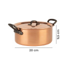 Tinned copper stock pot with lid Ø 20 cm thick walled
